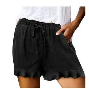 Tassel Tie Paperbag Waist Ruffle Hem Shorts size 5X Black